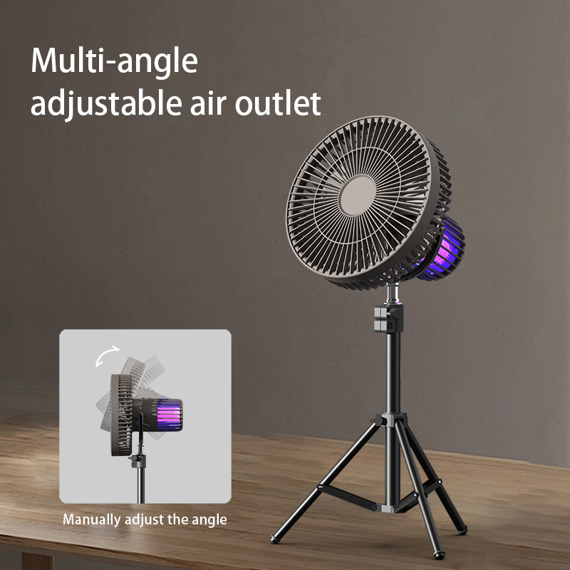 Mosquito Fly Repellent Led Lights Ceiling Fan With Remote Control 10000mAh Battery Operated Electric Hanging Tent Fan