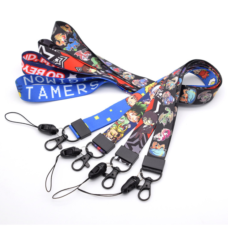 Kawaii Lanyard Custom Polyester Anime Lanyard Neck Strap  Anime Necklace Superhero Keychain Lanyards With Logo Custom