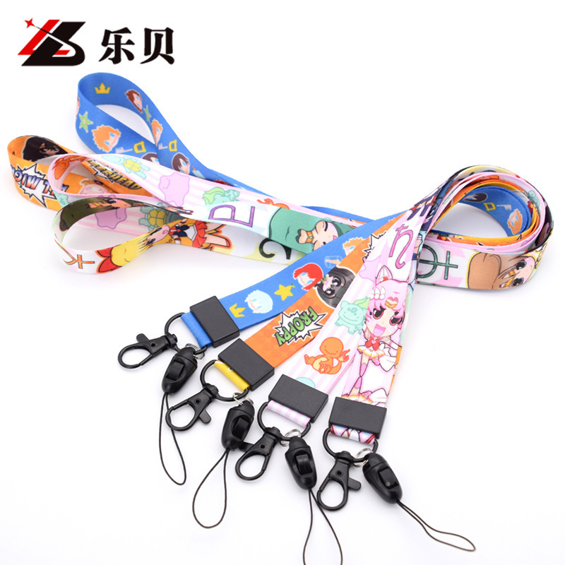 Kawaii Lanyard Custom Polyester Anime Lanyard Neck Strap  Anime Necklace Superhero Keychain Lanyards With Logo Custom