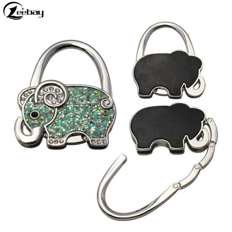 Mini Foldable Table Bag Hanger Hook Bag Purse Metal Holder Elephant Shaped Hanger