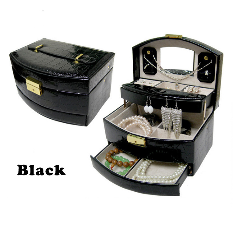 Luxury leather jewelry travel case,revolving rotating jewelry display case