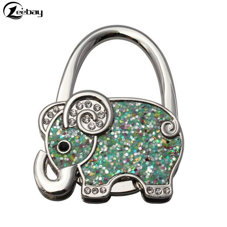 Mini Foldable Table Bag Hanger Hook Bag Purse Metal Holder Elephant Shaped Hanger