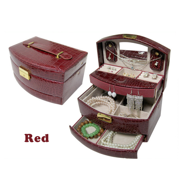 Luxury leather jewelry travel case,revolving rotating jewelry display case