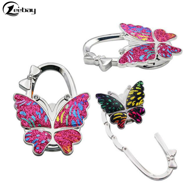 Nice butterfly design clipa purse hanger hook for handbag and purse