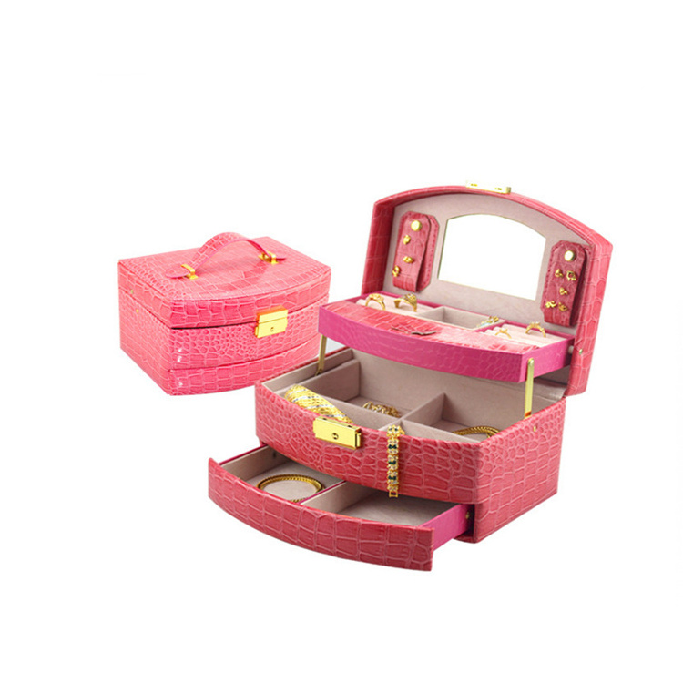 Luxury leather jewelry travel case,revolving rotating jewelry display case