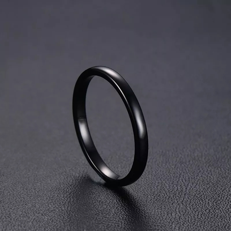 2mm IP Black Gold Plating Dome Tungsten Carbide High Polished Couple Ring Engagement Wedding Band