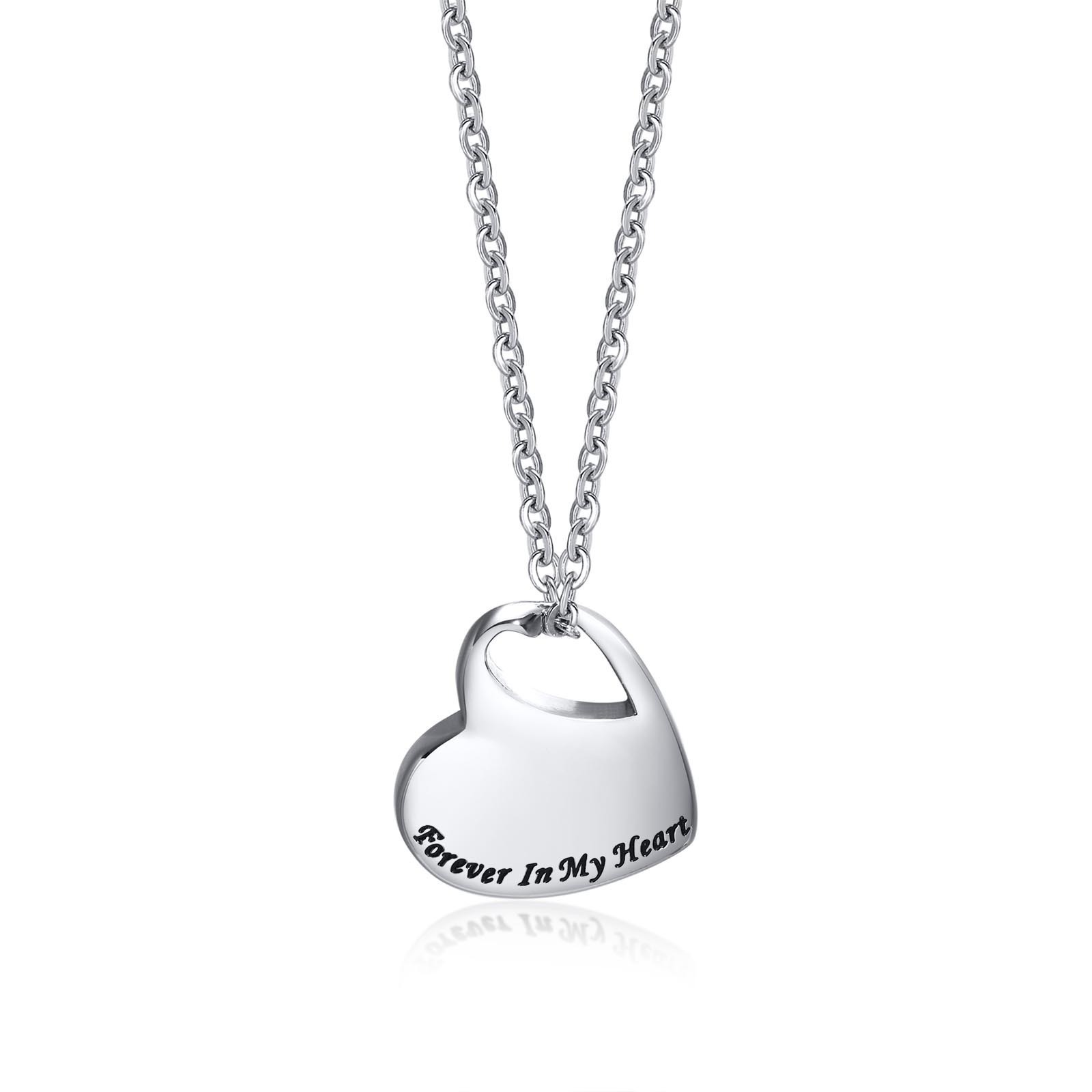 Personalized Forever in My Heart Pet Cremation Jewelry Stainless Steel Heart Shape Ashes Urn Pendants Necklace