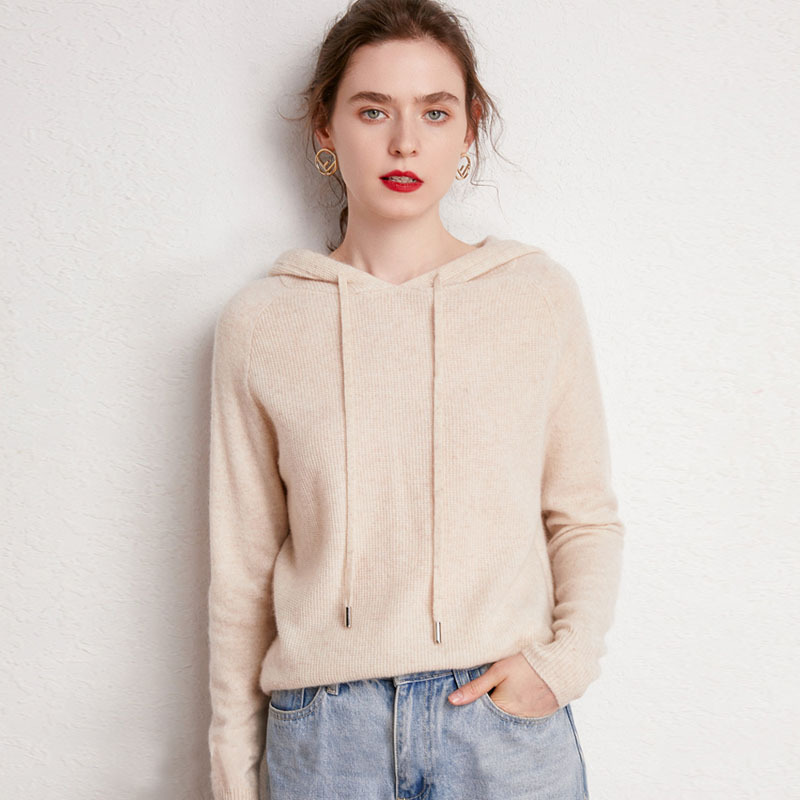 Autumn Hooded Cashmere Sweater Women's Pullover Loose Knitted Wool Sweater Bottoming Hoodie Women