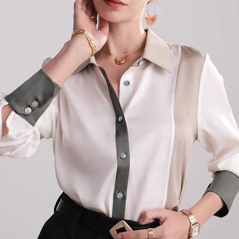 Wholesale Fashion Female Elegant Silk Shirt Long Sleeve Blouse Ladies' Office Blouses Women's Blouses & Shirts