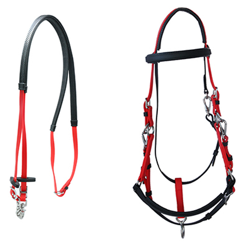 Durable PVC Western Horse Bridle Endurance Racing Halter with Rein Waterproof Model in Red High-End Horse Riding Bits for Riding