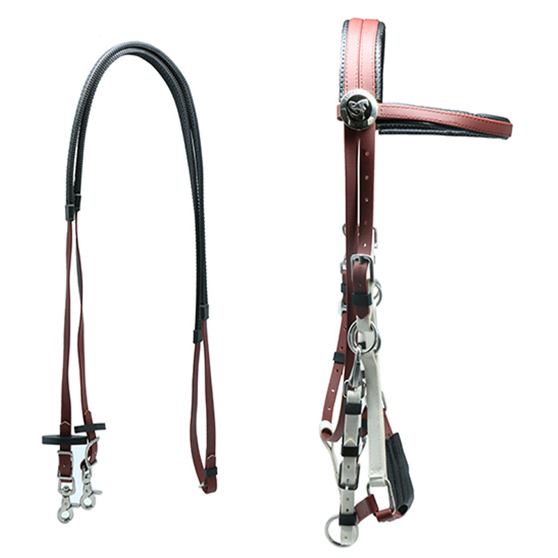 Durable PVC Western Horse Bridle Endurance Racing Halter with Rein Waterproof Model in Red High-End Horse Riding Bits for Riding