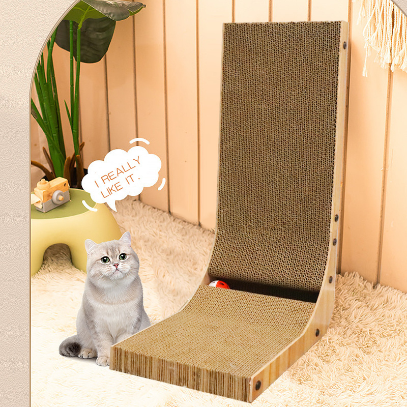 Chinese Manufacturer's Vertical Cat Scratcher Bed Indoor Adult Cats Toy Made from Wood and Corrugated Material