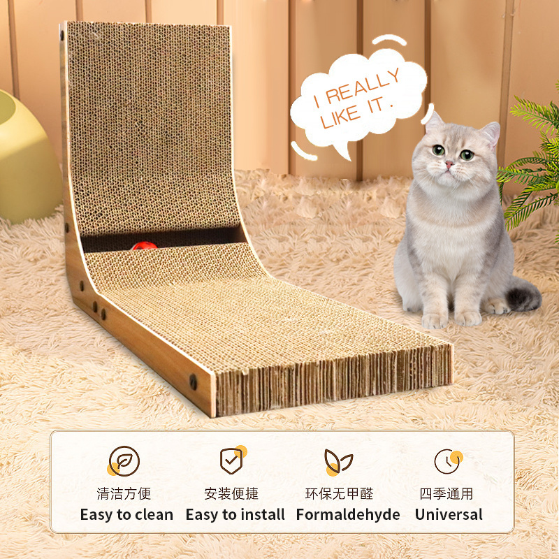 Chinese Manufacturer's Vertical Cat Scratcher Bed Indoor Adult Cats Toy Made from Wood and Corrugated Material