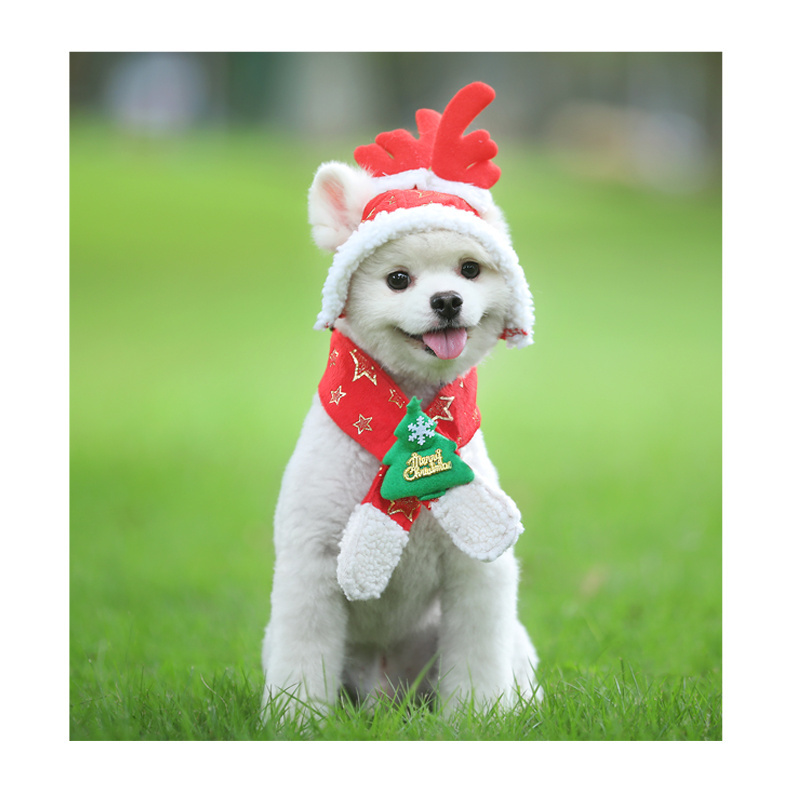 Sustainable Christmas Costume Outfits Puppy Dogs Cats Festive XL Santa Hats Printed Animal Wool Cloth Spring Fall Parties