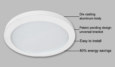 9 Inch Die-cast Aluminum Round Dimmable  Decorative Flush Surface Mount LED Luminous Ceiling Light with Emergency Battery Backup