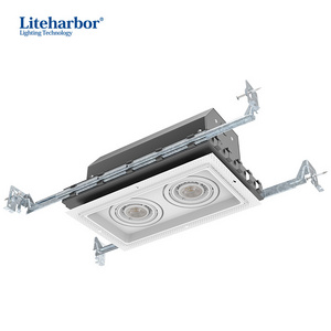 Anti Glare Double Head indoor New Construction Mini GU10 Retrofit COB Grille Recessed LED Ceiling Downlight for home.