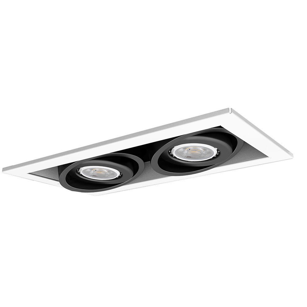 Anti Glare Double Head indoor New Construction Mini GU10 Retrofit COB Grille Recessed LED Ceiling Downlight for home.