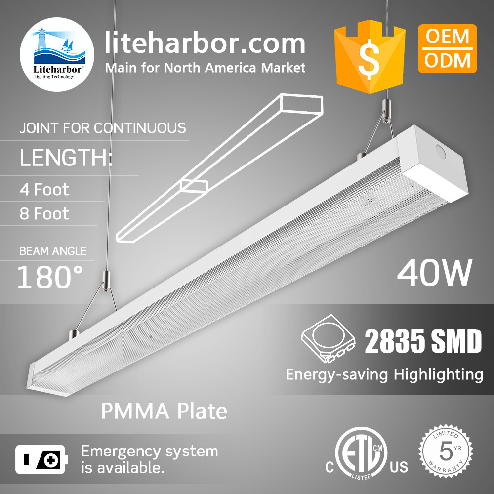 40W LED Linear Light Modern Office Ceiling Mounted Strip Fixtures