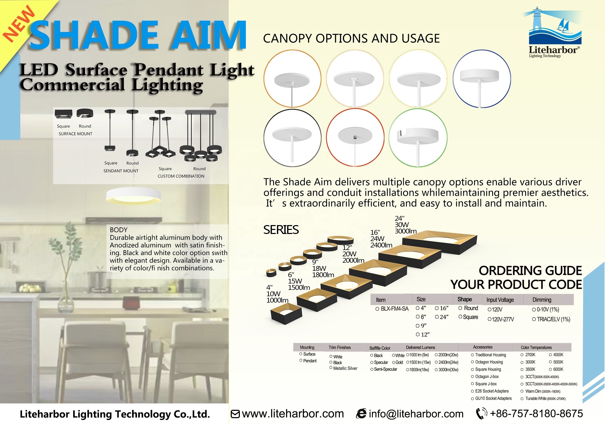 Liteharbor 6 Inch Led Downlight Fixture Downlights Recessed Anti Glare Cob Down Spot light Round led ceilling Light