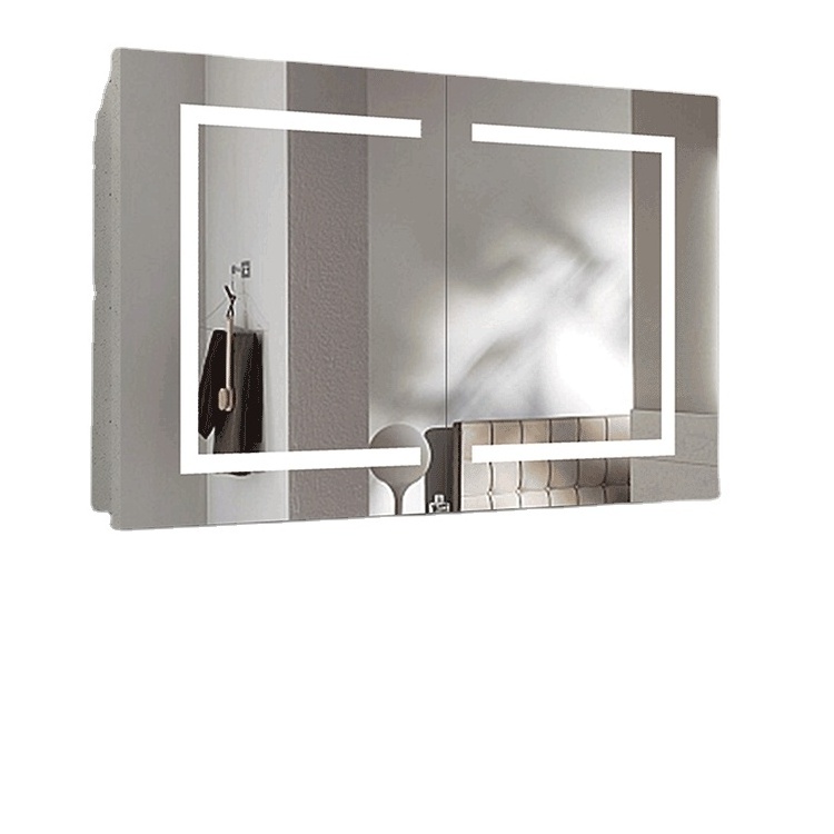 Modern Adjustable Bathroom Mirror LED Silver Backed Bathroom Illuminated Mirror Cabinet with Lights