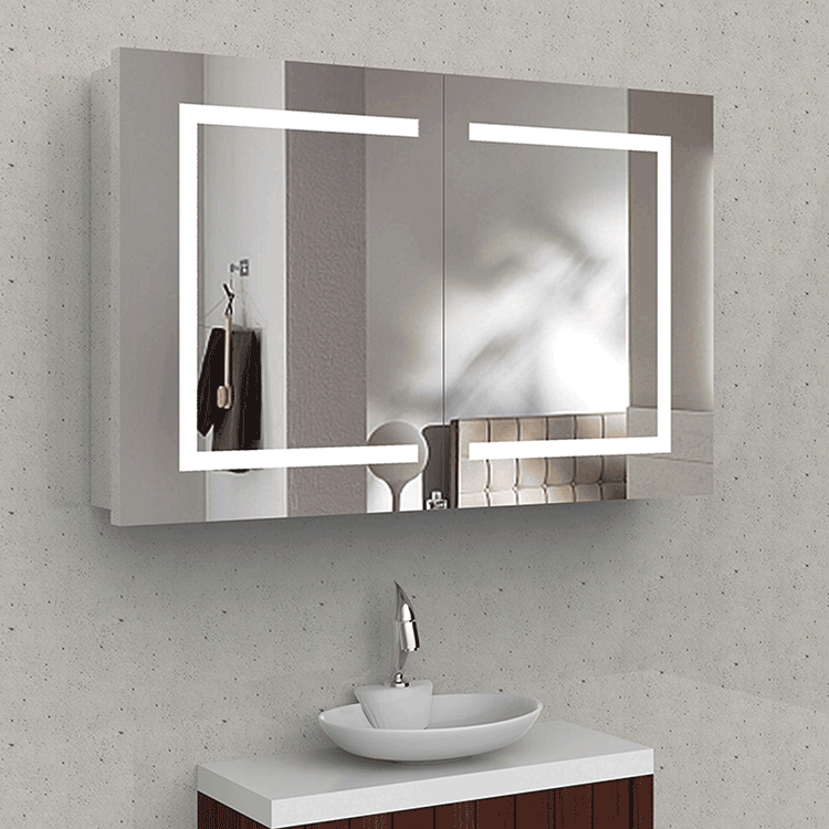 Modern Adjustable Bathroom Mirror LED Silver Backed Bathroom Illuminated Mirror Cabinet with Lights