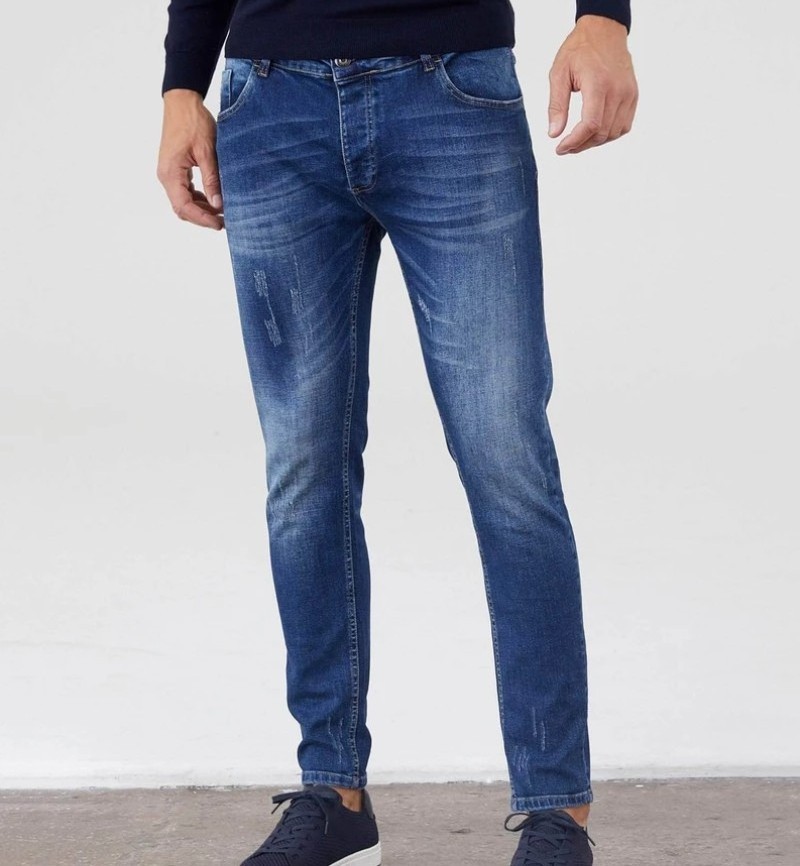 Custom private label mens jeans destroyed denim jeans ripped skinny jeans pants for men