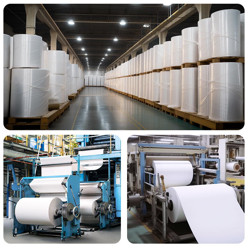 Jumbo roll 70gsm 80gsm Thermal transfer label Semi gloss Art paper with 58gsm White glassine Raw material label