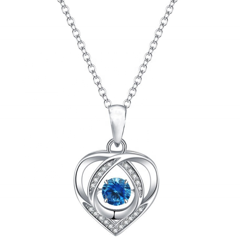 Women necklace Silver color crystal heart shape pendant necklace Valentine's Day gift necklace Mother's Day necklace