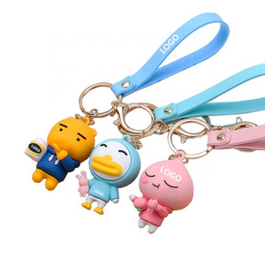 Plastic silicone PVC rubber custom logo doll key holder 3D figure keyring