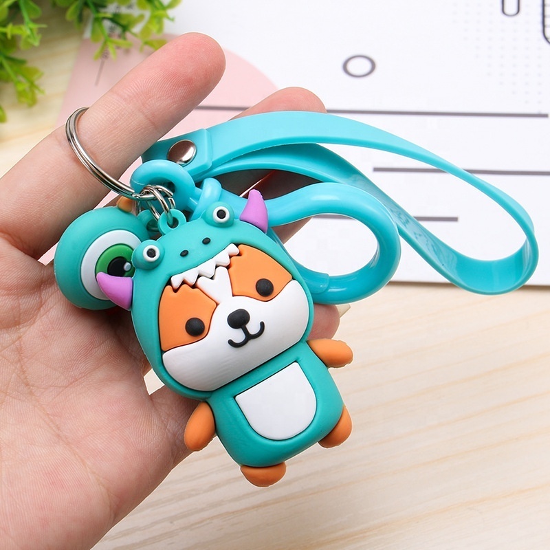 Plastic silicone PVC rubber custom logo doll key holder 3D figure keyring