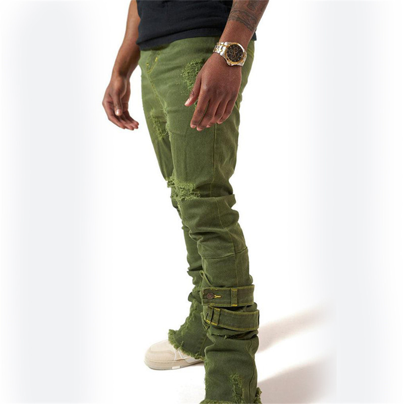 ZY New Arrival Men's Jeans high quality solid stacked denim slim jeans custom logo fashion ripped jeans mens pants& trousers