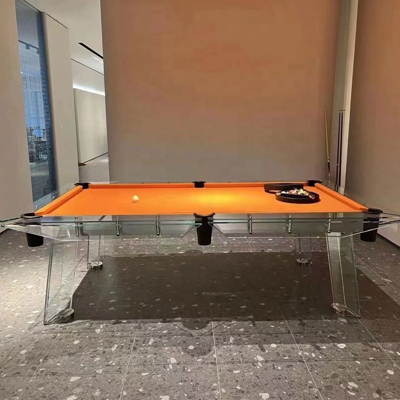 9 feet crystal glass pool table wholesale best selling standard modern design