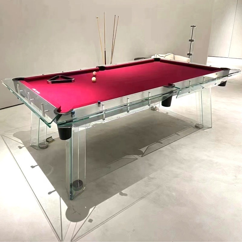 9 feet crystal glass pool table wholesale best selling standard modern design