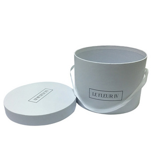 White Round Cardboard Cylinder Hat Box Packaging with Lid for Rose Flowers