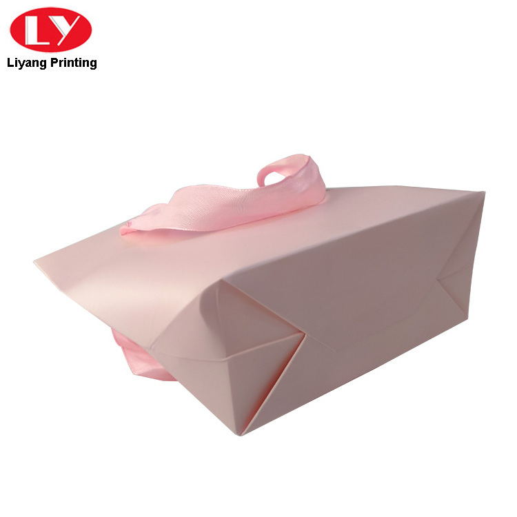 Handmade Custom Wedding Door Gift Paper Pink Bag with Logo and Ribbon