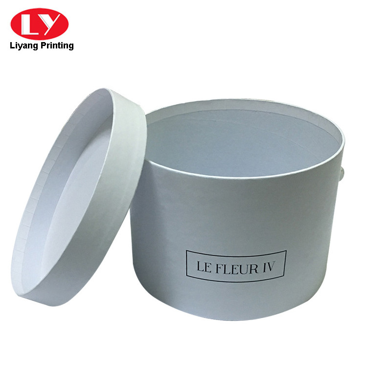 White Round Cardboard Cylinder Hat Box Packaging with Lid for Rose Flowers