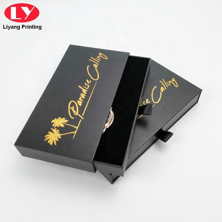 Custom Logo Printed Leatherette Drawer Box Foam Insert Rigid Style Watch Packaging