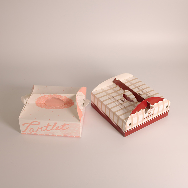 Wholesale Handle Pink Carton Food Pastry Dessert Pizza Packaging Box Custom Pizza Cake Box