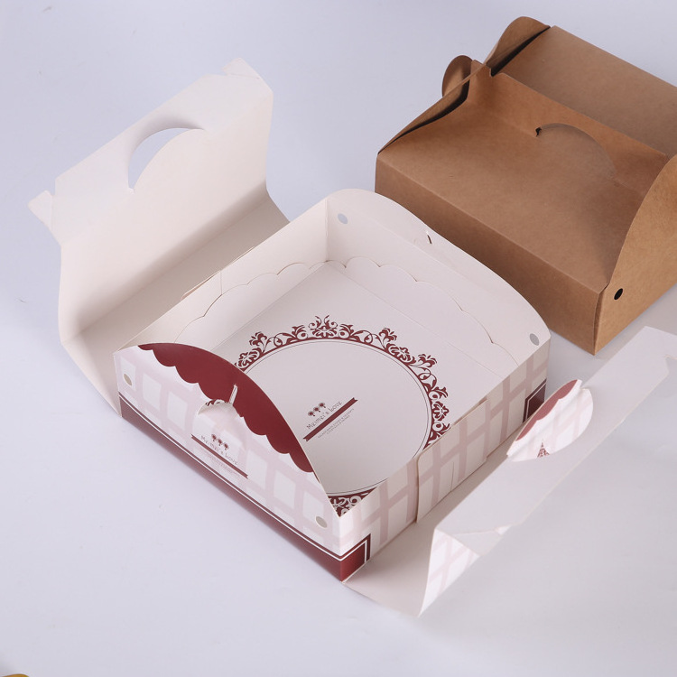 Wholesale Handle Pink Carton Food Pastry Dessert Pizza Packaging Box Custom Pizza Cake Box