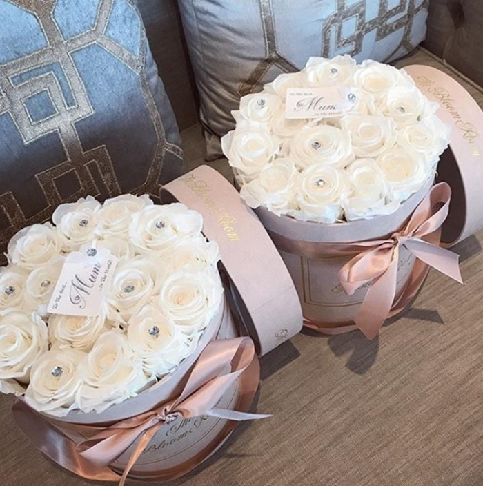 Luxury Pink Suede Round Cardboard Box Velvet Flower Rose Boxes