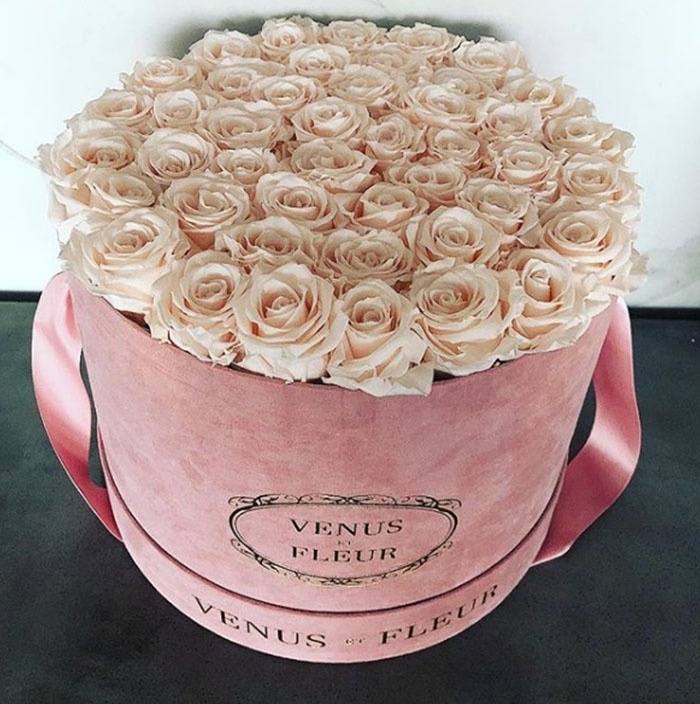 Luxury Pink Suede Round Cardboard Box Velvet Flower Rose Boxes