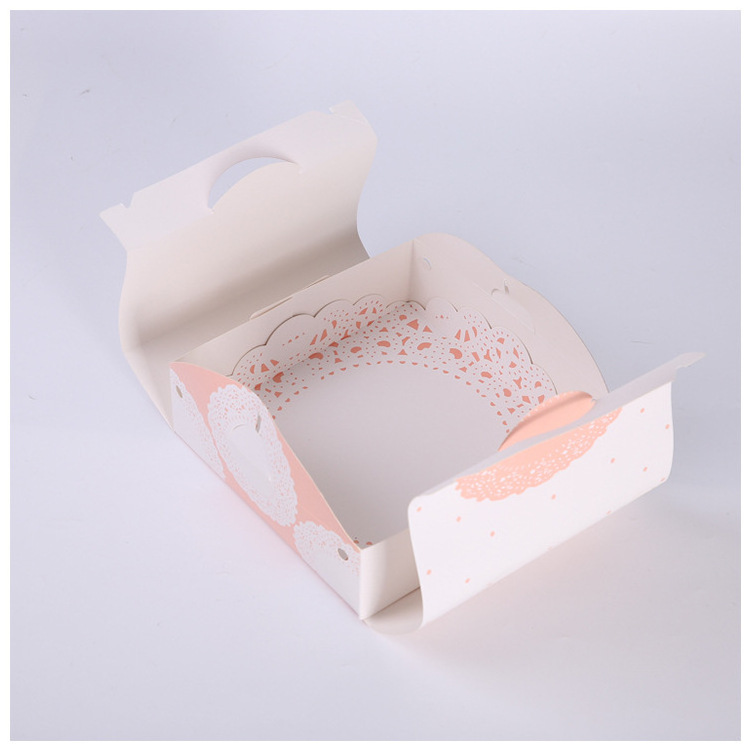 Wholesale Handle Pink Carton Food Pastry Dessert Pizza Packaging Box Custom Pizza Cake Box