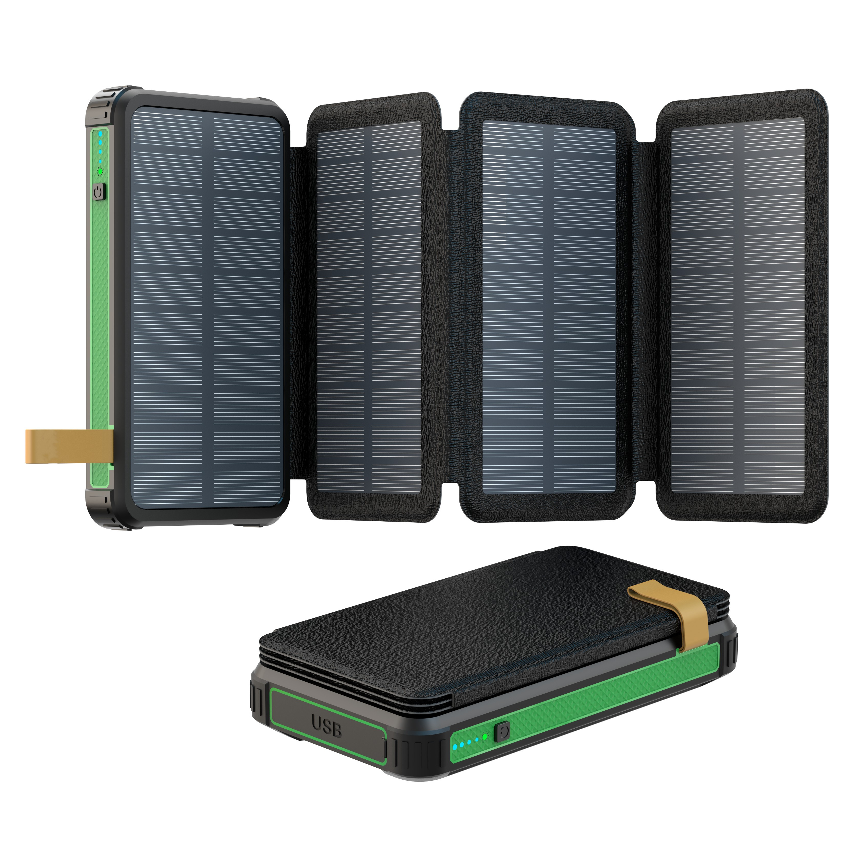 Hot 20000mAh 15W Wireless Charging Solar Power Bank With 5 Solar Panels Charging For Outdoor Charging Station