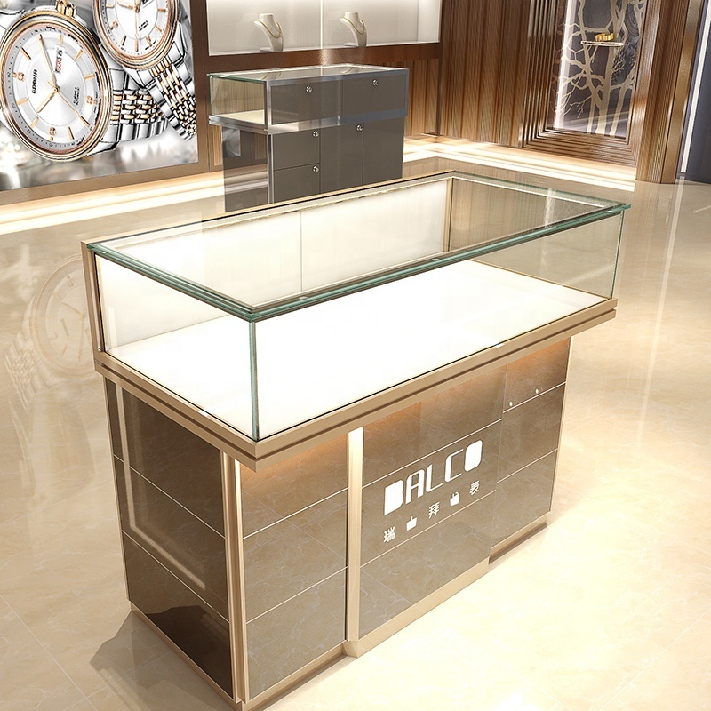 customize shop vitrina 18 slots wooden watch coll retail store design glass lock cabinet counter for jewelry display