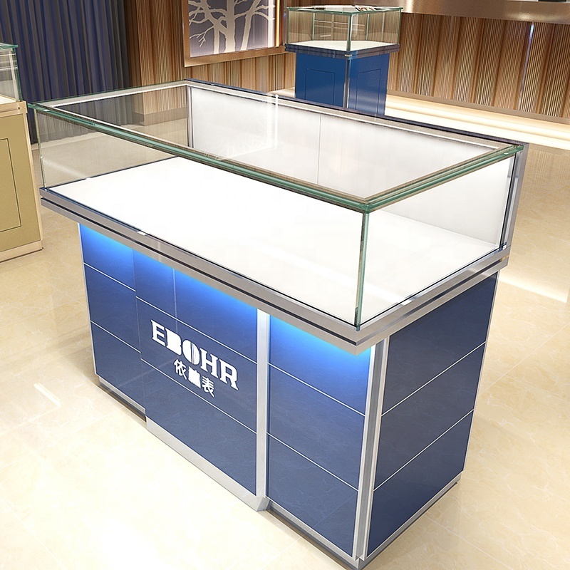 customize shop vitrina 18 slots wooden watch coll retail store design glass lock cabinet counter for jewelry display