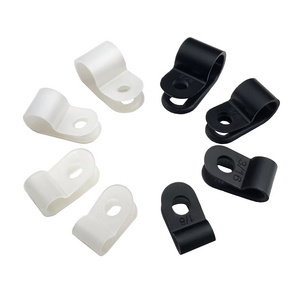 black Nylon R type cable clip 1 / 8 inch cable organizer clip  wire clips  plastic nylon cable clamp