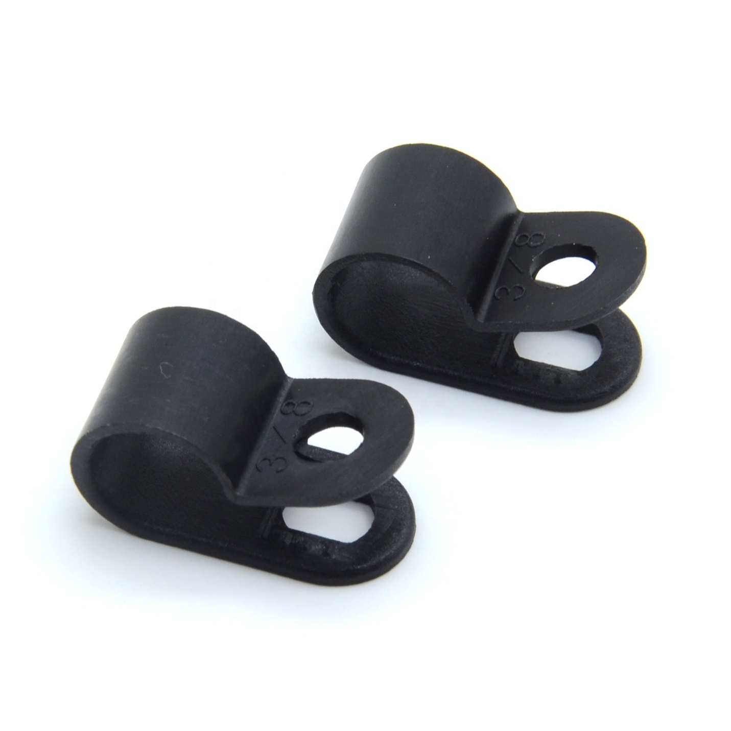 black Nylon R type cable clip 1 / 8 inch cable organizer clip  wire clips  plastic nylon cable clamp