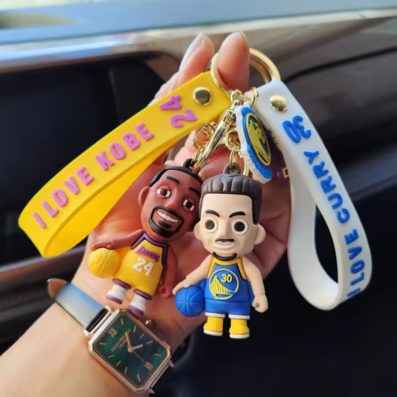 Latest keychain 3d Basketball star Kobe Bryant James Curry Irving  keychain bag pendant car keyring