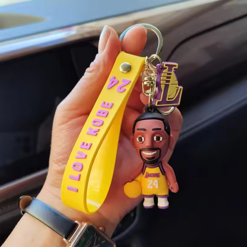 Latest keychain 3d Basketball star Kobe Bryant James Curry Irving  keychain bag pendant car keyring