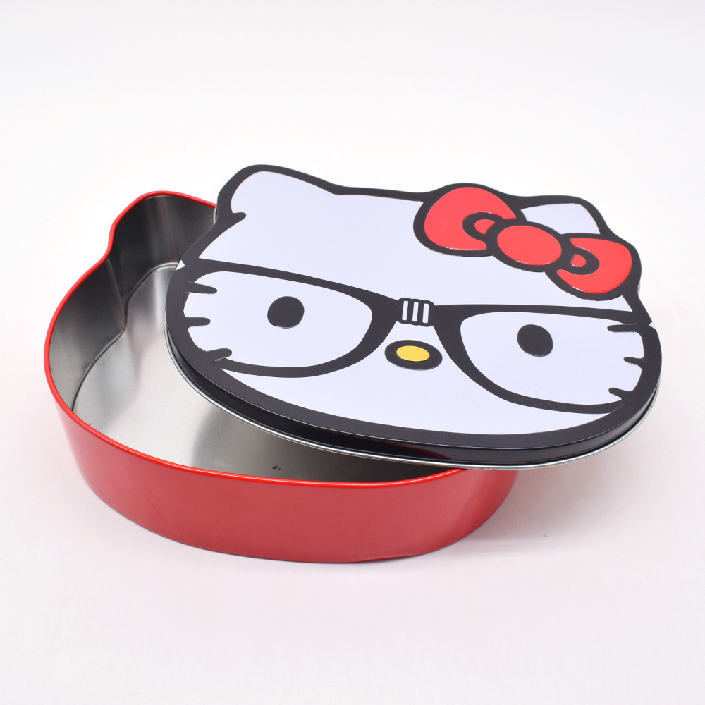 Manufacturer Custom Metal Gift Tin Box Animal Shape Box for Kid Toy Candy Gift Hello Kitty Shaped Tin Box